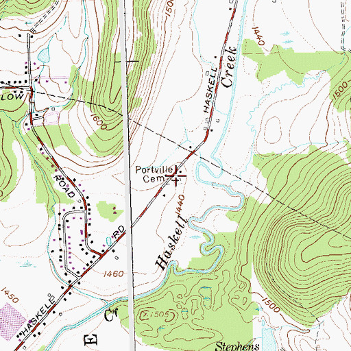 Topographic Map of Portville Cemetery, NY