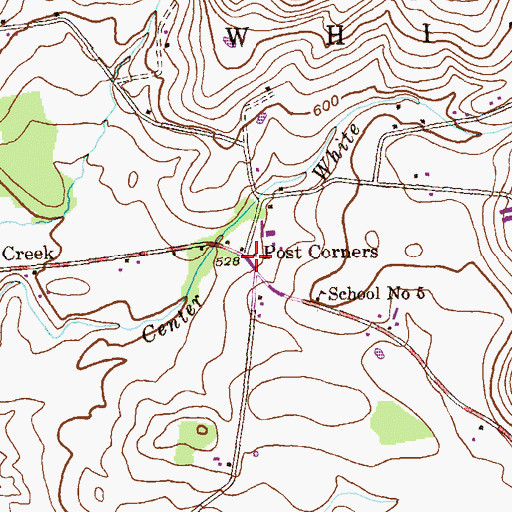 Topographic Map of Post Corners, NY