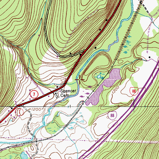Topographic Map of Potato Creek, NY