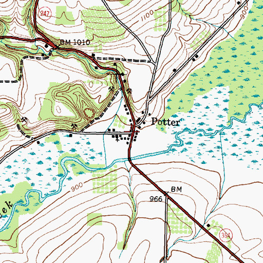 Topographic Map of Potter, NY