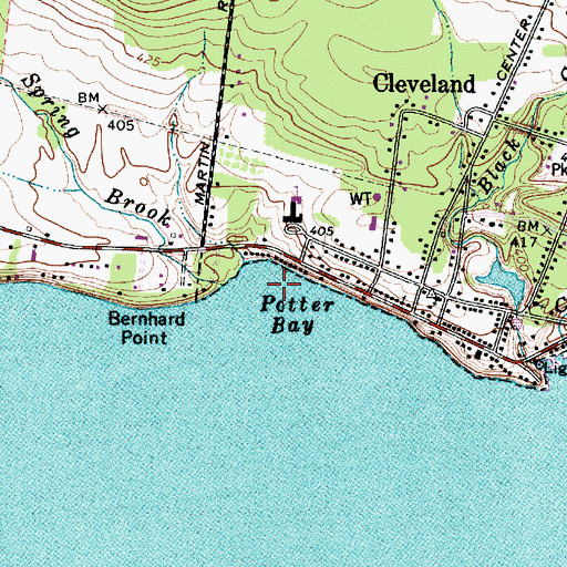 Topographic Map of Potter Bay, NY
