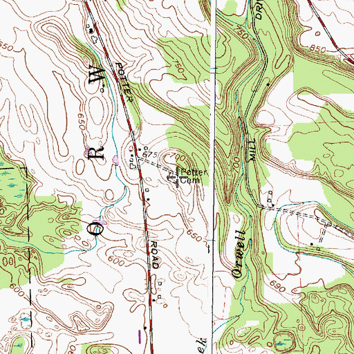 Topographic Map of Potter Cemetery, NY