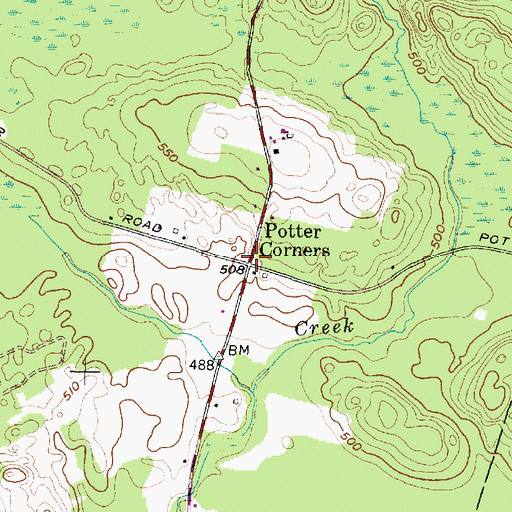 Topographic Map of Potter Corners, NY
