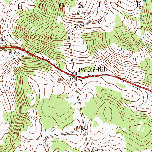 Topographic Map of Potter Hill, NY