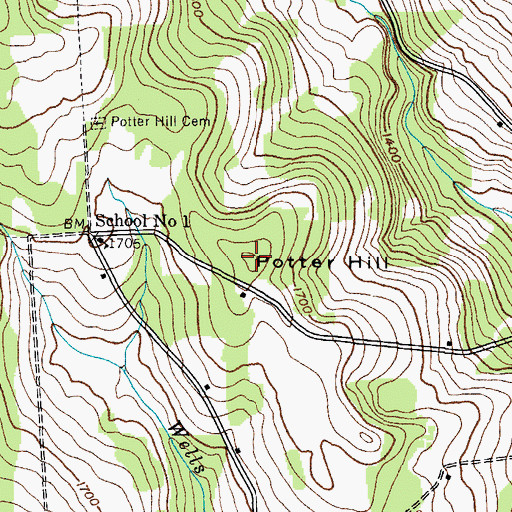 Topographic Map of Potter Hill, NY