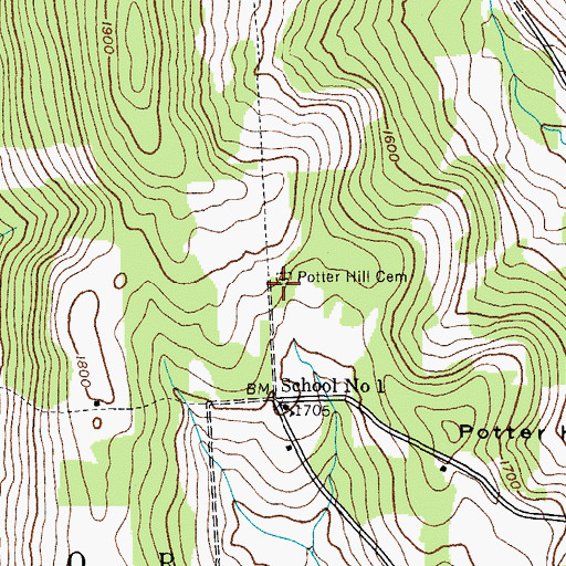 Topographic Map of Potter Hill Cemetery, NY