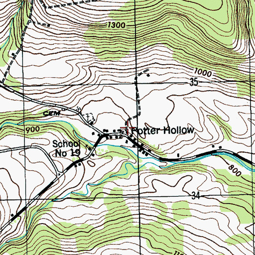 Topographic Map of Potter Hollow, NY