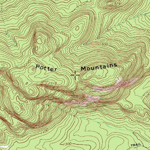 Topographic Map of Potter Mountains, NY