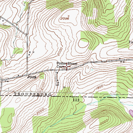 Topographic Map of Potter Street Cemetery, NY