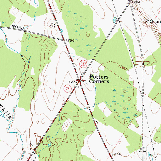 Topographic Map of Potters Corners, NY