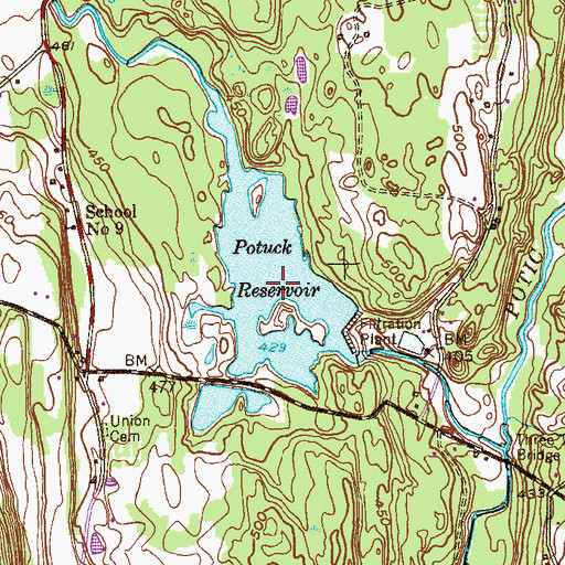 Topographic Map of Potuck Reservoir, NY