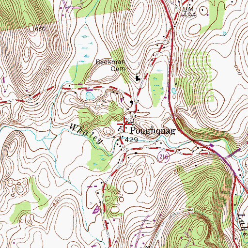 Topographic Map of Poughquag, NY