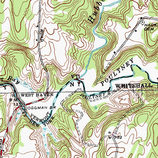 Topographic Map of Poultney River, NY