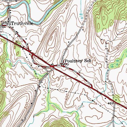 Topographic Map of Poultney School, NY