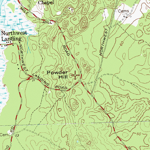 Topographic Map of Powder Hill, NY