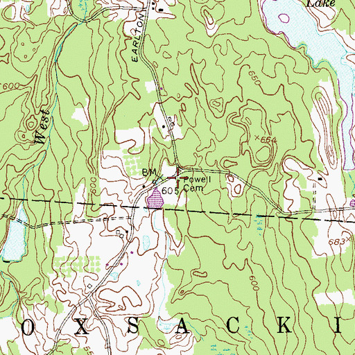 Topographic Map of Powell Cemetery, NY