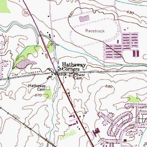 Topographic Map of Power Cemetery, NY