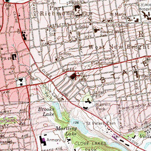 Topographic Map of Intermediate School 27, NY