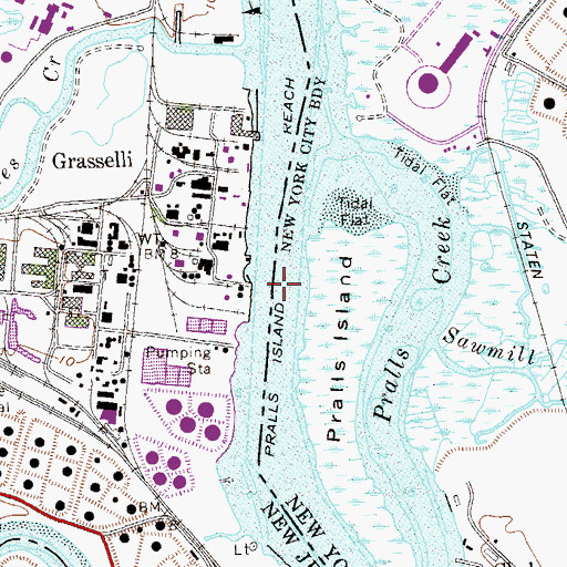 Topographic Map of Pralls Island Reach, NY