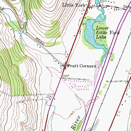 Topographic Map of Pratt Corners, NY