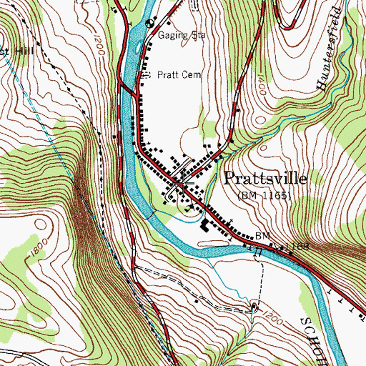Topographic Map of Prattsville, NY