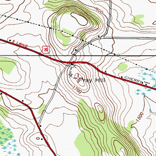 Topographic Map of Pray Hill, NY