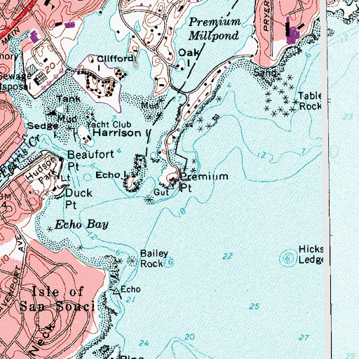 Topographic Map of Premium Point, NY
