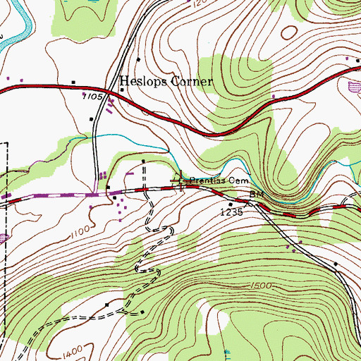 Topographic Map of Prentiss Cemetery, NY