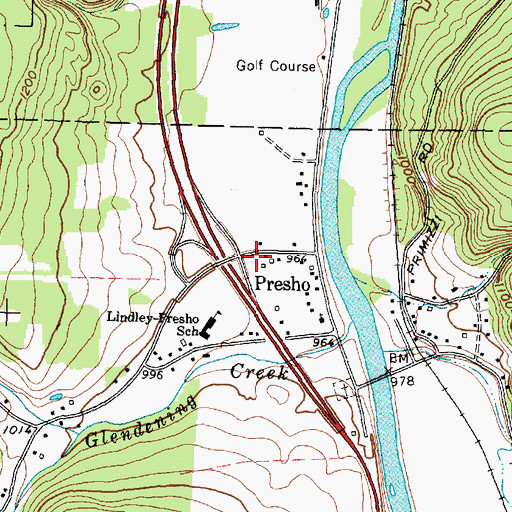 Topographic Map of Presho, NY