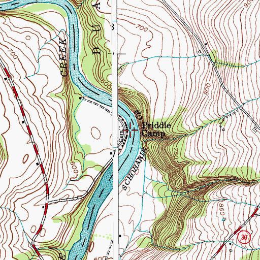 Topographic Map of Priddle Camp, NY