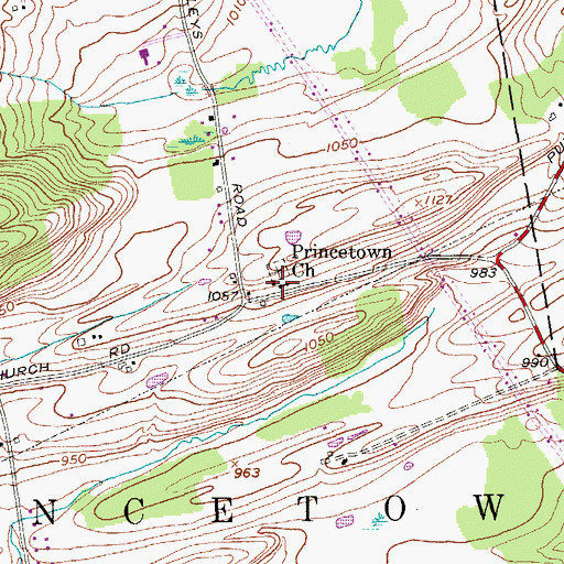 Topographic Map of Princetown Church, NY