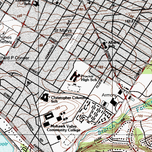 Topographic Map of Thomas R Proctor High School, NY