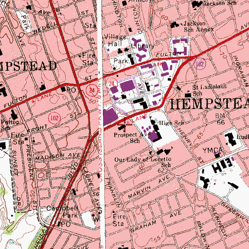 Topographic Map of Prospect Avenue School, NY