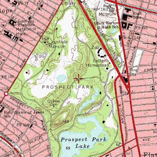 Topographic Map of Prospect Park, NY