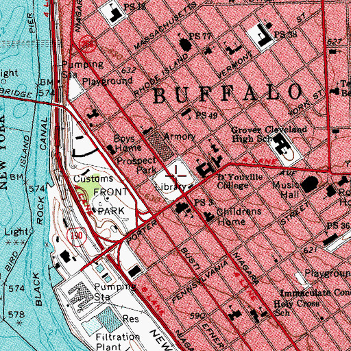 Topographic Map of Prospect Park, NY