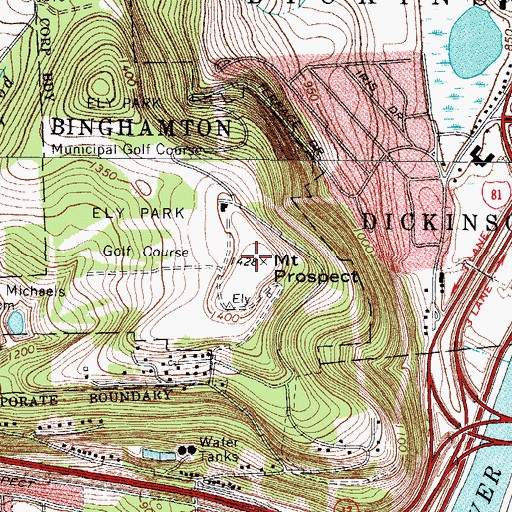 Topographic Map of Mount Prospect, NY