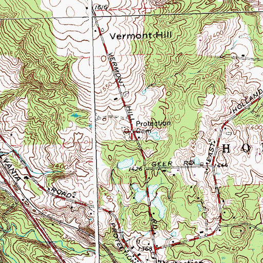 Topographic Map of Protection Cemetery, NY