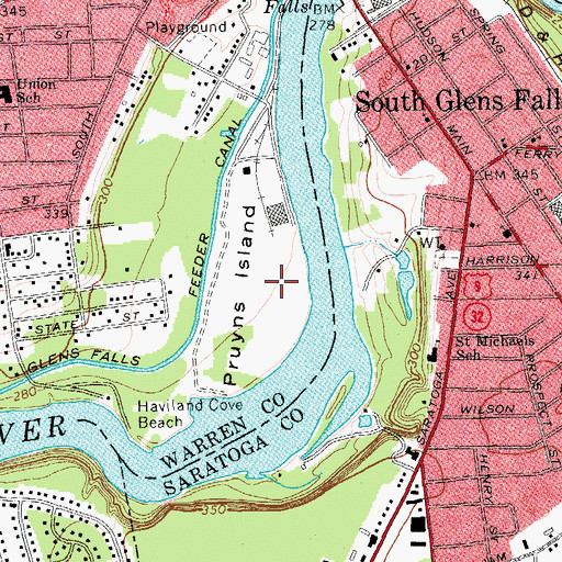 Topographic Map of Pruyns Island, NY