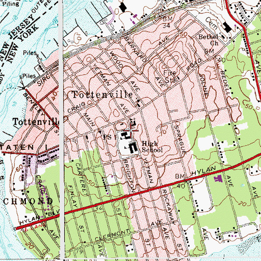 Topographic Map of Public School 1, NY