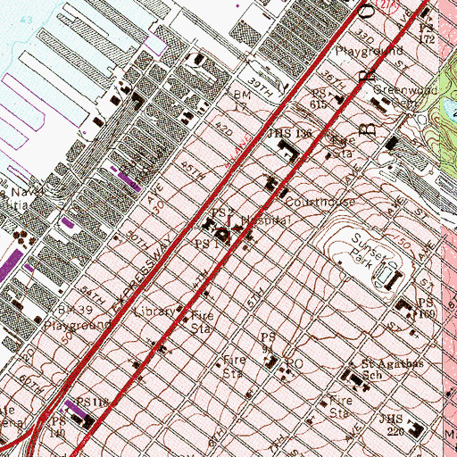 Topographic Map of Public School 1, NY