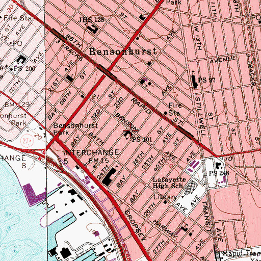Topographic Map of Public School 101, NY