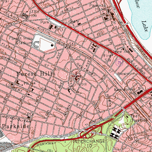 Topographic Map of Public School 101, NY
