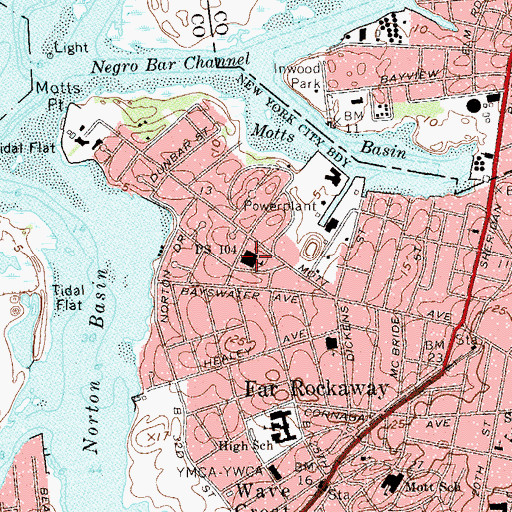 Topographic Map of Public School 104, NY