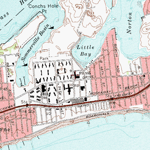 Topographic Map of Public School 105, NY