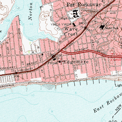 Topographic Map of Public School 106, NY