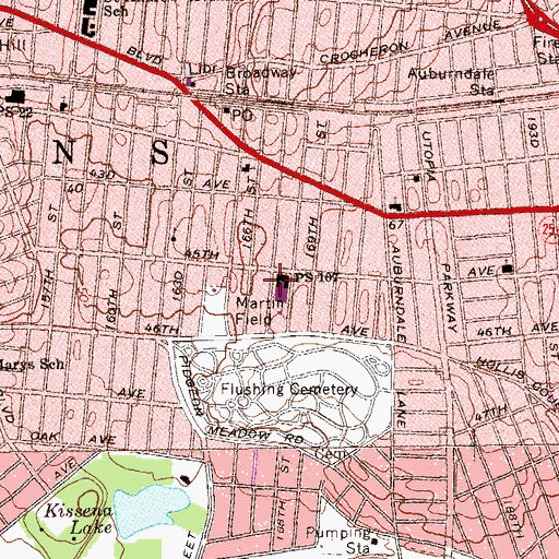 Topographic Map of Public School 107, NY