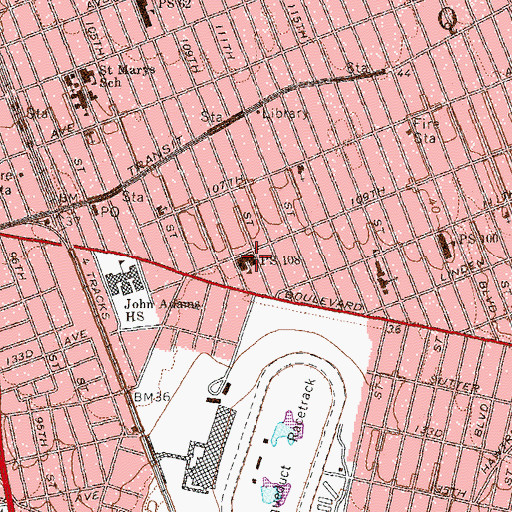 Topographic Map of Public School 108, NY