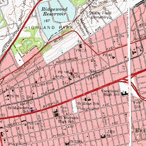 Topographic Map of Public School 108, NY