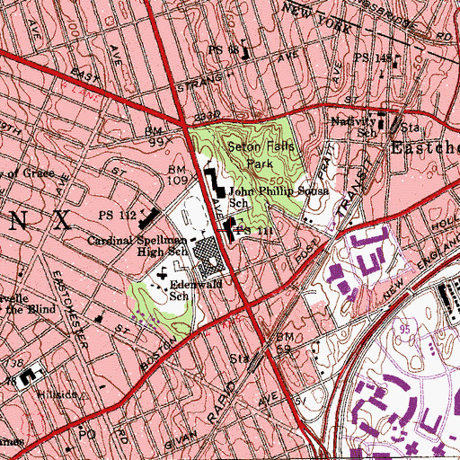 Topographic Map of Public School 111, NY