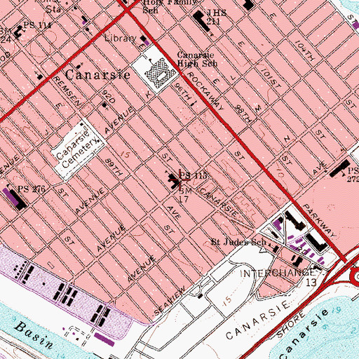 Topographic Map of Public School 115, NY